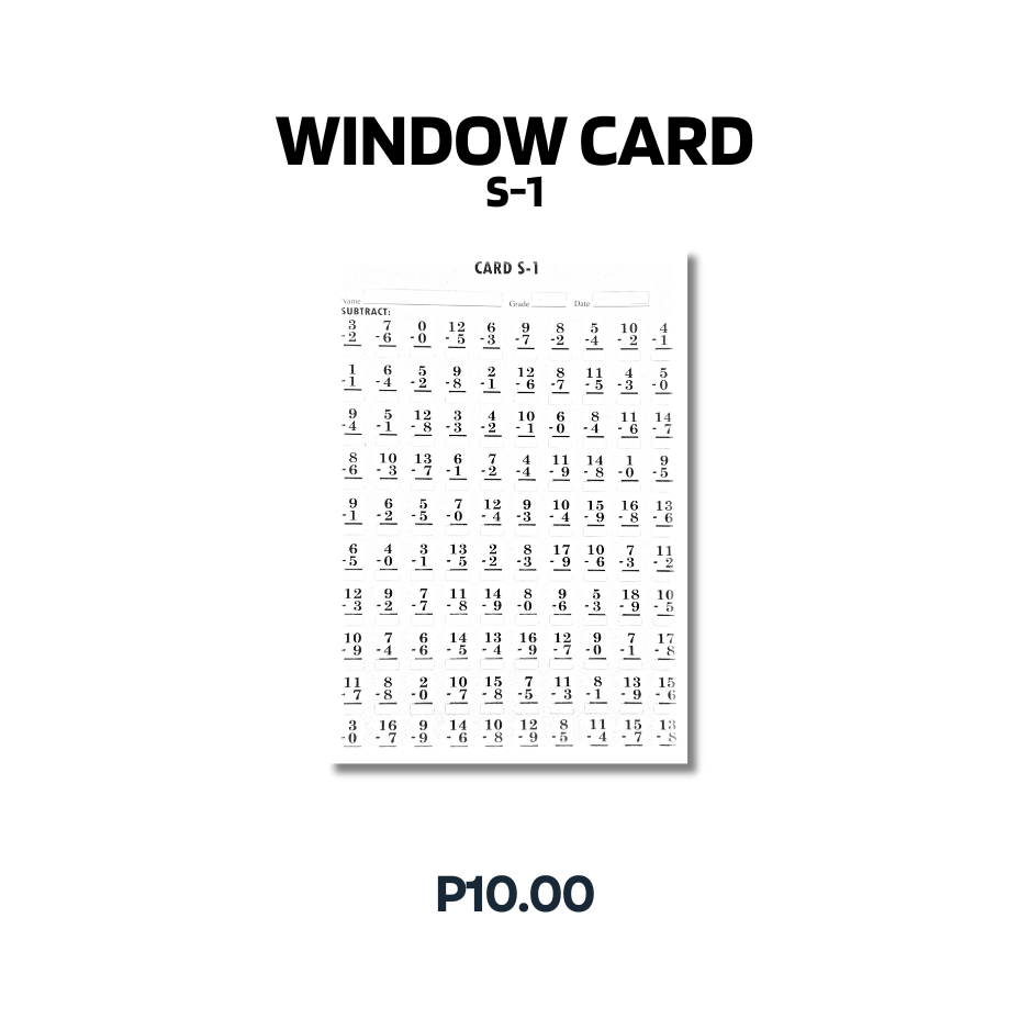 S-1 WINDOW CARD